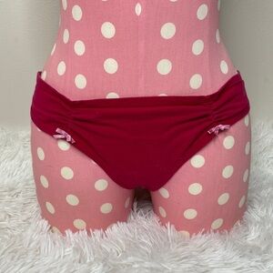 PINK Victoria’s Secret low rise fuchsia cotton gathered hip thong